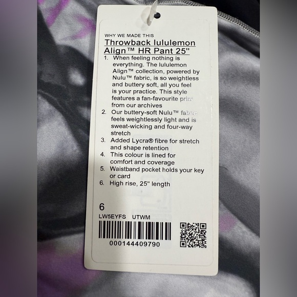 NWT lululemon align tights unicorn throwback 25” (size 6) - Picture 10 of 10
